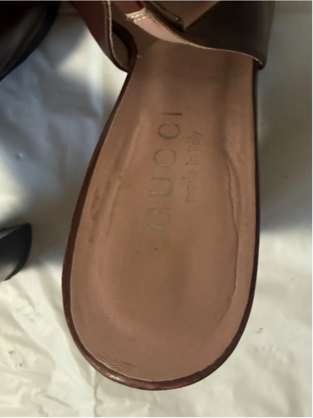 GUCCI Slingback Heels Closed Toe Brown Leather Shoes Sandals US 7 EU 37 C